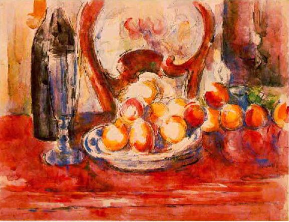 Still Life: Apples, Bottle and Chairback (1902-1906) - Paul C�zanne